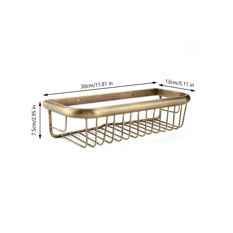 Yosoo Wall Mount Bathroom Shelf, 30cm Copper Shower Basket with
