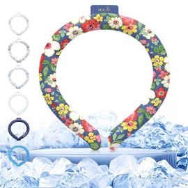 ice.U ice.U Auto-Freezing Ring C 27C / 80F Neck Cooler for Hot Weather, Reusable Cooling Tube Wrap for Sports, Travel, Commuting, Office, and Outdoor Heat Relief (Floral British)