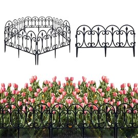 Ouliget Plastic Outdoor Garden Picket Fence,Garden Edging Decorative Border,Decorative Fence,6 PCS.