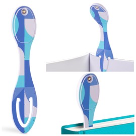 Gifts for Readers & Writers Bookmark Reading Light Blue Blocks -2in1 Clip On Bookmark Mini Book Light for Reading in Bed, Battery Operated Travel LED Book Lights, Flexible 8 Lumen Lights for Books