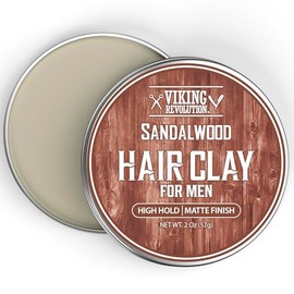 Arcilla de sándalo para el cabello para hombres, acabado mate, arcilla texturizante para el cabello para hombres, con jojoba y vitamina E, pomada de arcilla para hombres, crema para peinar el