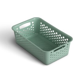 Storage Basket 2 L with Handles - BPA-Free - Organiser (25 x 16 x 8 cm / Green) - Baskets for Bathroom Kitchen Bedroom Household Basket