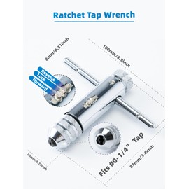 HIGHFIRE 18pcs SAE Drill and Tap Set with 1 Piece T-Handle Ratchet Tap Wrench Capacity Range #0-1/4", Black and Gold Premium HSS Jobber Length Drill Bits and Hand Plug Taps with Metal Indexed Box