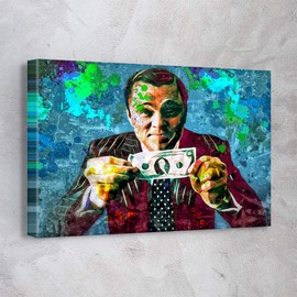 "AWESOMETIK" Leonardo Dicaprio - Wolf of Wall Street- Special Collections Canvas Print Wall Art, Office Decor. Ready to Hang. Made in USA (12in x 18in Gallery Wrapped, Invincible Leo)