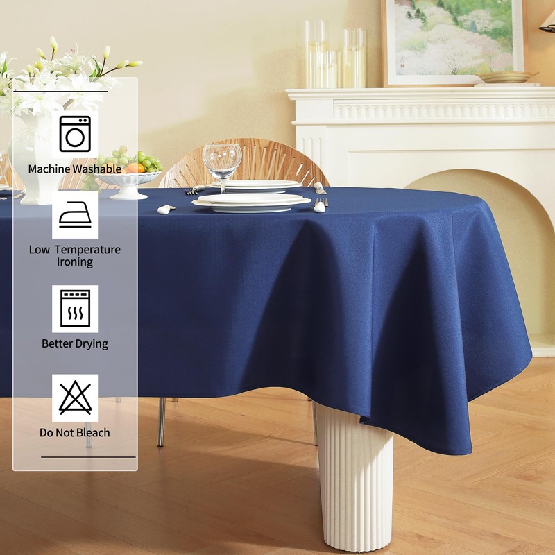 TC LUDUAN Classic Navy Blue Oval Tablecloth - Made of
