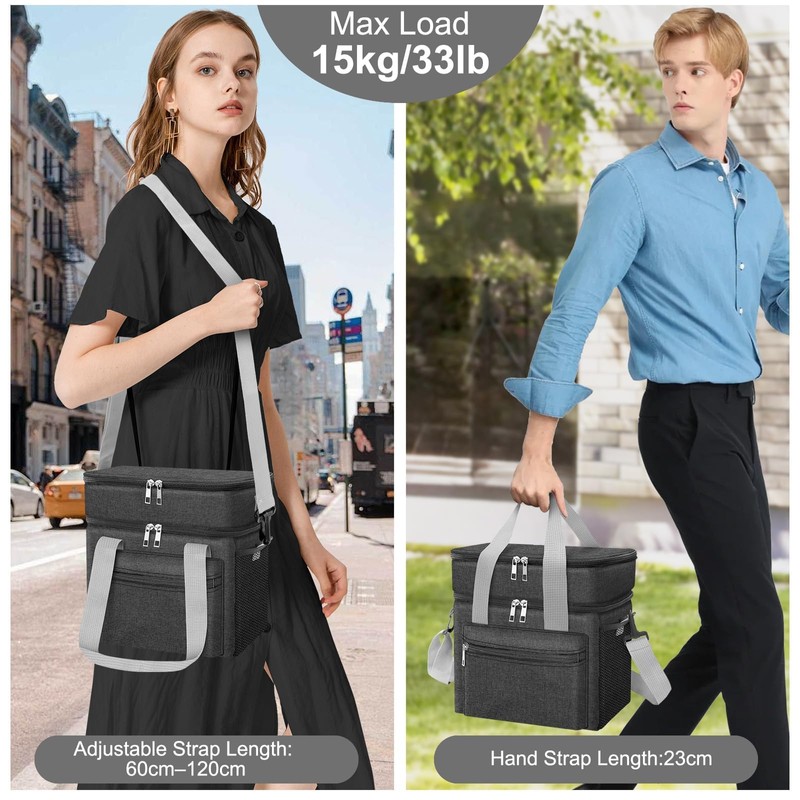 EEEKit 14L Double Deck Insulated Lunch Bag, Leakproof Cooler Bag