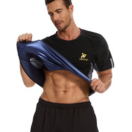 NINGMI Men’s Sauna Shirt Sauna Sweat Suit Body Shaper Vest Top Compression T-Shirt Workout Gym