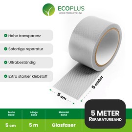 ECOPLUS 50mm x 5m Black Fiberglass Fly Screen Tape for Broken Insects Heavy Duty Easy to Install Mosquito Nets and Insects Repair Outdoor