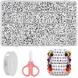 NAROSEBE Set of 1400 Letter Beads Acrylic 4 x 7 mm ABC Alphabet Beads Bracelets Letter Beads for Threading Jewellery Making Bracelets Necklaces
