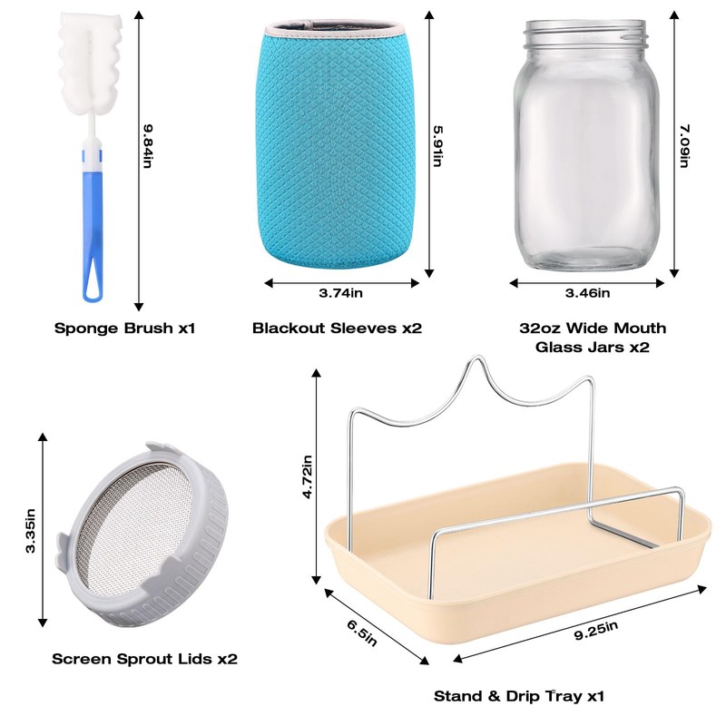 ZJ Whoest 32OZ Sprouting Kit, 2 Sprouting Jar Kits, Wide