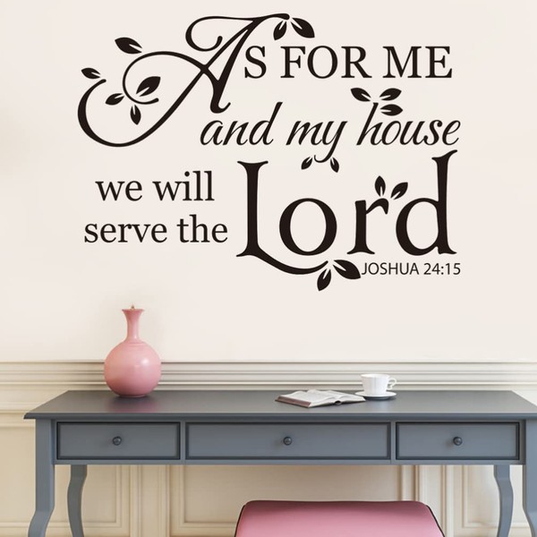Artibetter As for Me and My House, We Will Serve The Lord Vinyl Wall Art Decal Sticker, Bible Vinyl Wall Decals for Home Decor