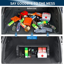 Trunk Organizer for SUV, Leather Collapsible Car Organizers with Magnetic Lid & Sturdy Handle, Waterproof Car Trunk Storage Box for Sedan Minivans Fits Travel, Camping (Black 27.5''*11.4 ''* 12.2'')