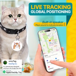 Cat Tracker-Airtag Cat Collar-Pet Tracker-GPS Tracker for Cats | Android and iOS Universal | No Monthly Fee | No Charging Required | Waterproof | Works with Any Collar