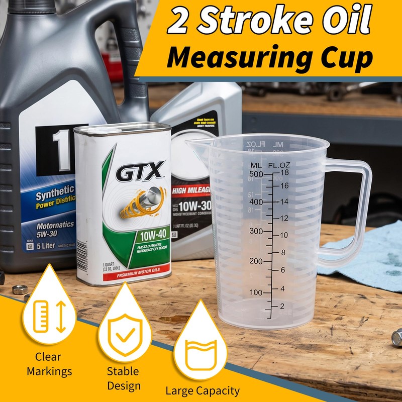 2 Stroke Oil Measuring Cup, 16oz with Ratio Chart, Oil