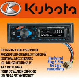 Dual Electronics Kubota Tractor RTV 1100 Radio AM FM Bluetooth MP3 USB SIRI w Plug & Play Harness