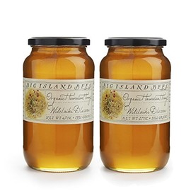 2-Pack of Big Island Bees Wilelaiki Honey (Hawaiian Christmas Berry), Organic Raw Hawaiian Honey - (Two Large 47 oz Glass Jars)