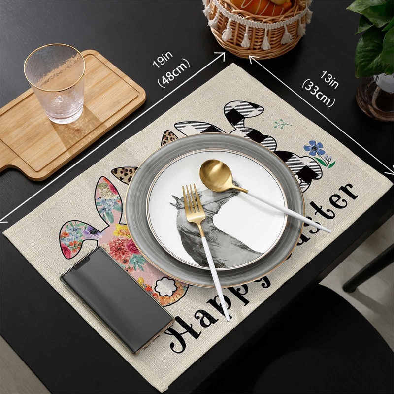 Easter Placemats for Dining Table Rabbit Easter Bunny Placemat Set