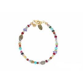 Multi-Color Gemstone Bracelet- Genuine Turquoise Opal Ruby- Precious Mixed Metals- Valentine's Day- Mother's Day- Graduation- Gift Idea