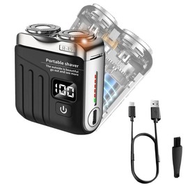 【2025 Best Gifts】Top-Selling Men's Mini Electrict Shaver R-12 Luggage Electric Shaver Portable Beard Shaver USB Rechargeable Home Travel Comfort Afforable Digital - Color: Digital Display:Black