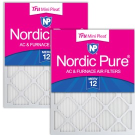 Nordic Pure 24x24x1 (23 3/8 x 23 3/8 x 3/4) Tru Mini Pleat MERV 12 AC Furnace Air Filters – 2.5X More Media for Longer-Lasting, High-Efficiency Filtration - 2 Pack