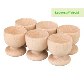 Smart Planet Set of 6 Wooden Egg Cups - Egg Cups for Breakfast Table - Natural Beech Wood/Waxed - Sustainable Serveware