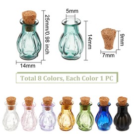 PH PandaHall 8PCS Colored Tiny Spell Jars, 8 Colors Mini Glass Bottles Cute Wishing Bottles with Cork Stoppers Miniature Drifting Bottle for Party Wedding DIY Decoration, Jewelry Making
