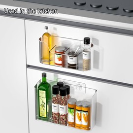 HQahnekme 2 Piece Cabinet Door Organizer,Self Adhesive Kitchen Cabinet Organizer,Cabinet Door Storage Box for Bathroom/Kitchen/Living room. (Large+Small)