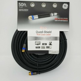 GE Ultra Pro • Digital H D • 50 ft Quad Shield RG6 Coax Cable • NEW