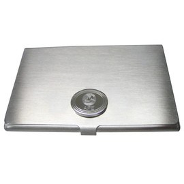 Kiola Designs Silver Toned Oval Etched Apecoin APE Cryptocurrency Blockchain Business Card Holder