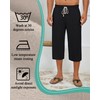 Neer 2 Pack Men's Linen Capri Pants, Lightweight Baggy 3/4