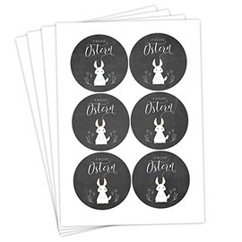 Papierdrachen 24 Easter Stickers for Crafts and Decorating, Motif, Merry Easter, Black/White, Sticker No. 44 - Easter 2021