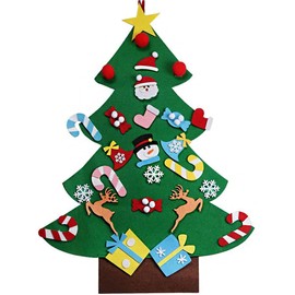 ANCLLO DIY Felt Christmas Tree Set with Ornaments for Xmas Gifts, New Year Door Wall Hanging Decorations #1