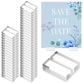 HaiFafafaing 50 Pcs Acrylic Place Card Holder, 1.2" Clear Small Acrylic Sign Holders Wedding, Table Numbers Name Display Stands, Thanksgiving Place Cards Holders, for Photos Office Menu Meeting