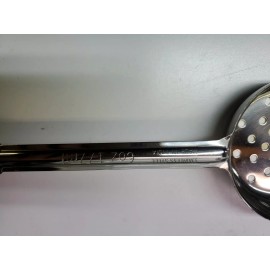 Winco - FPP-6 - 6 oz Black Perforated Portion Spoon. Volume discounts available.