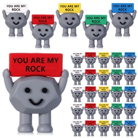 Gejoy 25 Pcs Mini Rubber Stone Toys Positive Gifts Mini You are My Rock Decorations and Encouragement Birthday Motivational Gifts for Colleague Staff Teacher