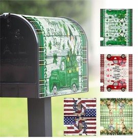 BEMAXYE Festival Mailbox Covers - Spring Decals for Easter, Valentine's Day, St. Patrick's Day & Independence Day, Waterproof Magnetic Stickers, Pack of 4