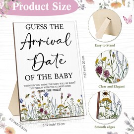 Sintuff Guess Baby Due Date Calendar Include 1 Pcs Guess The Arrival Date of The Baby Shower Wooden Sign 1 Prediction Calendar 12 Fineliner Colored Pens Game Party Favor(Wildflower)