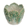Creative Co-Op Embossed Stoneware Cabbage Planter with Reactive Glaze, Green