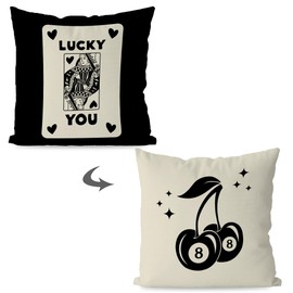 KEUSPI 8 Ball Pillow Covers 18x18 Downtown Girl Room Decor Funky Trendy Lucky You Throw Pillow Cover,8 Ball Positive Dorm Pillow Covers, Trendy Lucky College Dorm Decor for Bedroom