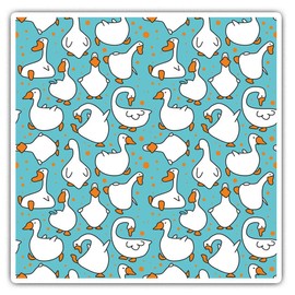 44356 Quadratische Vinyl-Aufkleber (2 Stück) 10 cm – blaue Cartoon-Gänse, Gänsevögel, Ente, lustige Aufkleber für Laptops, Tablets, Gepäck, Scrapbooking, Kühlschränke