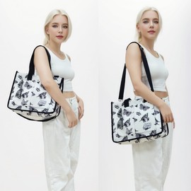 UERRUAM Tote Bag for Women with Pockets,Large Corduroy Crossbody Purse for Laptop,Work,College,Everyday,Travel,Butterfly