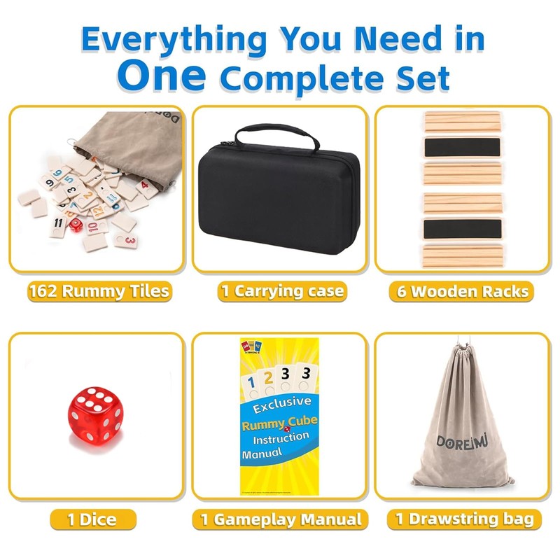 Doreimi Upgraded Rummy Cube Game Set 6 Plays with 6