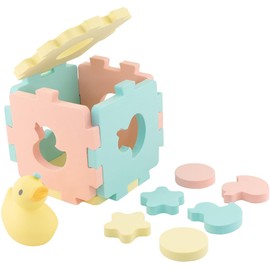 Hashy Topin Educational Toy, Safe and Soft Bath Puzzle (Duck Figure, Storage Net Included)