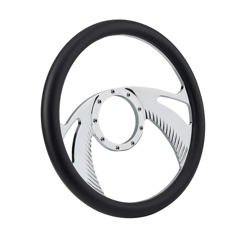 Hot Rod Chrome 14" Steering Wheel Boomerang Style 9 Holes