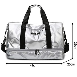 LEcylankEr Sports Bag Women's Men's Travel Bag with Shoe Compartment and Wet Compartment Waterproof Hand Luggage Bag with Large Capacity Gym Bag Weekender for Travel Training Fitness, silver, Fashions