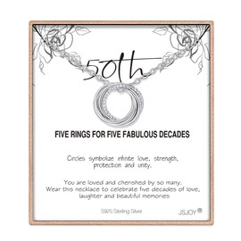 JSJOY 50th Birthday Gifts for Women Birthday Gift Ideas for Her 925 Sterling Silver Happy Birthday Necklace for Her Turning 50