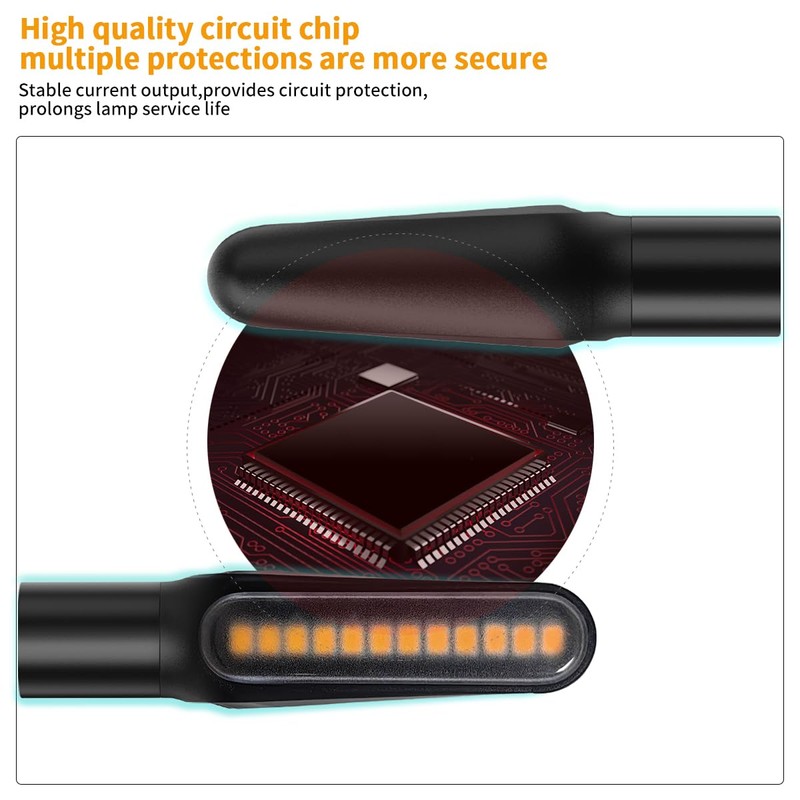 BlyilyB Motorcycle Blinkers Indicator Sequential Turn Signal Amber LED Lamp
