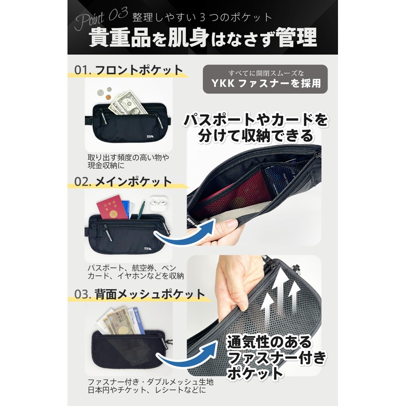 WondersPass Security Pouch, 2-Way Belt That Can Be Removed, Passport