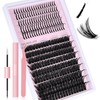 FREEORR 262Pcs Lash Clusters Kit, 100D 12-20mm Volume Eyelash Cluster,