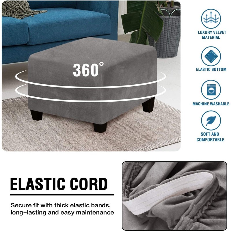 ADPON - Fundas cuadradas de terciopelo otomano, fundas cuadradas para